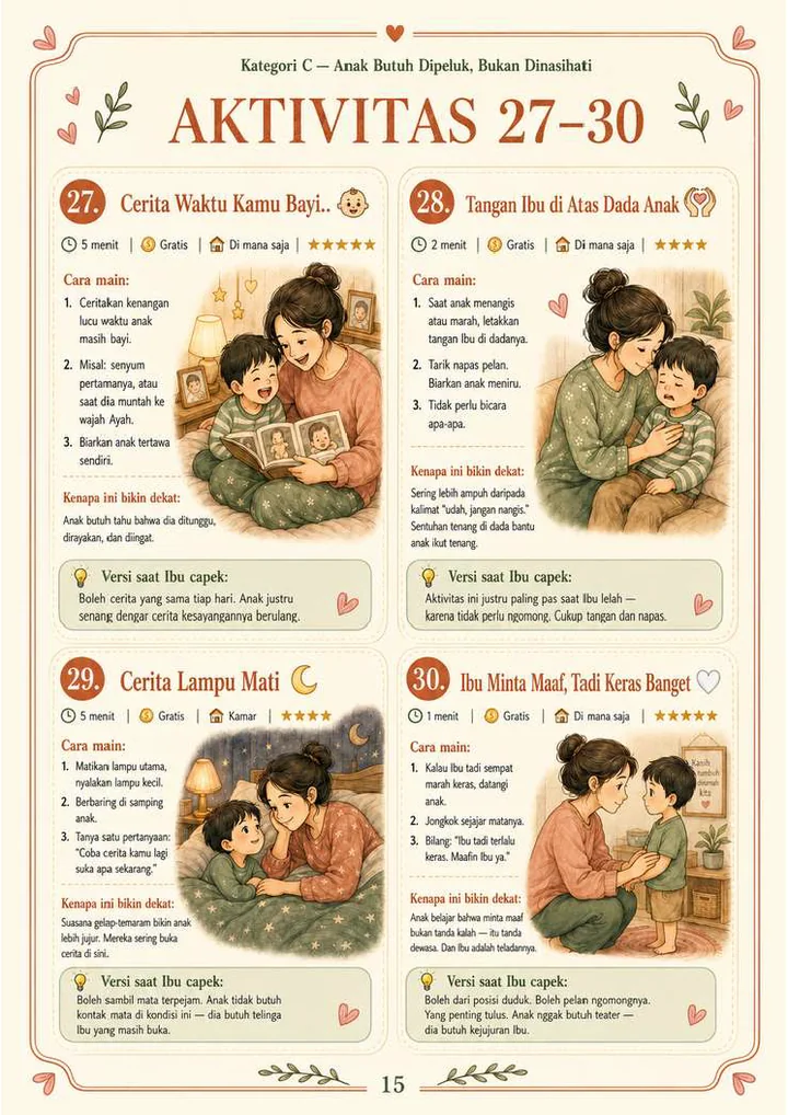 Halaman ebook Ibu aktivitas 27 sampai 30 dengan langkah-langkah singkat